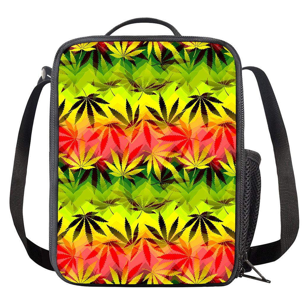 Hemp Leaf Reggae Pattern Print Crossbody Lunch Bag