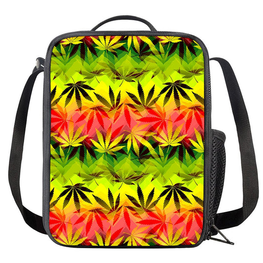 Hemp Leaf Reggae Pattern Print Crossbody Lunch Bag