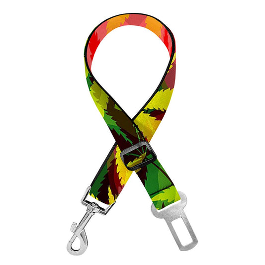 Hemp Leaf Reggae Pattern Print Dog Seat Belt