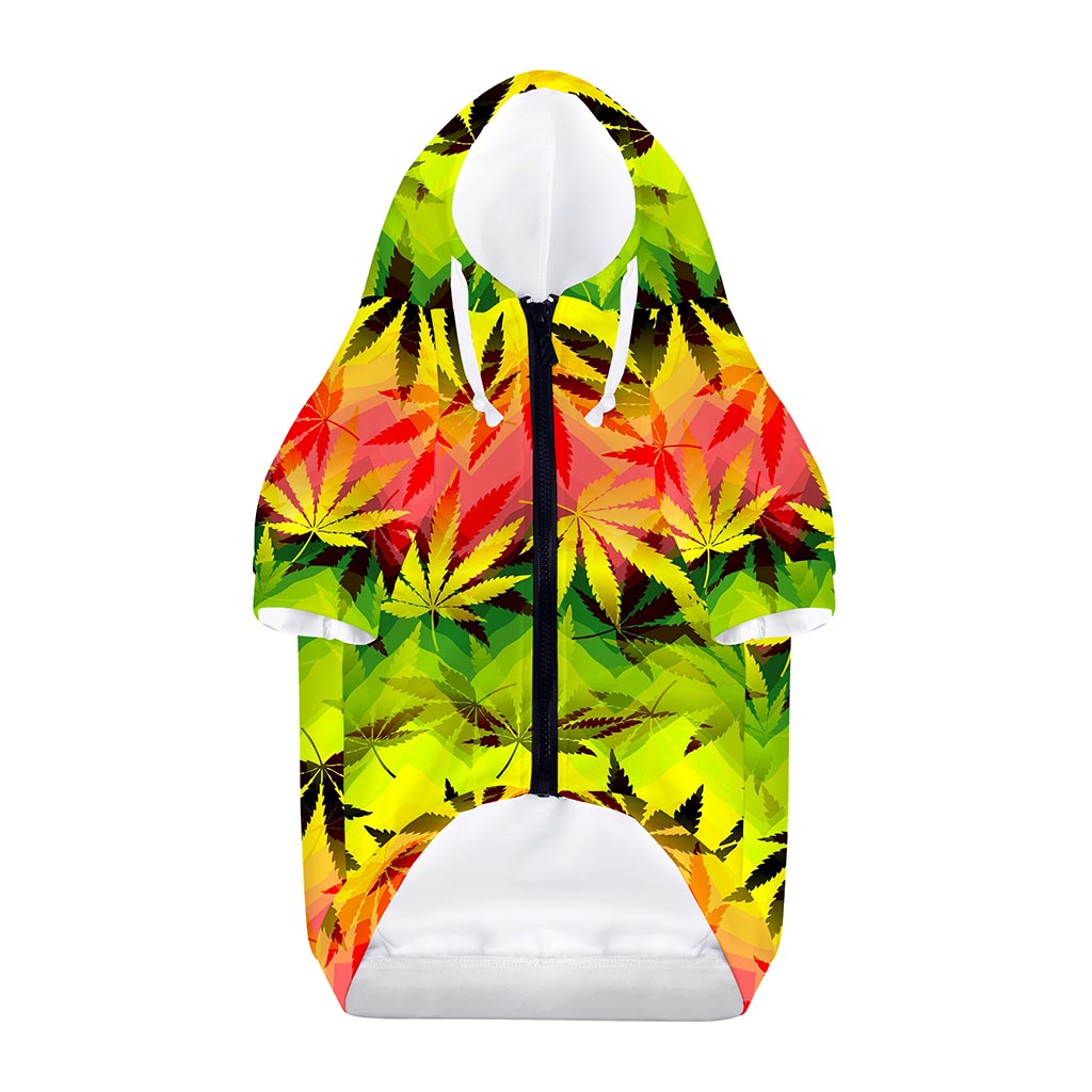 Hemp Leaf Reggae Pattern Print Dog Zip Up Hoodie