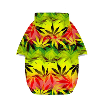 Hemp Leaf Reggae Pattern Print Dog Zip Up Hoodie