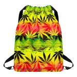 Hemp Leaf Reggae Pattern Print Drawstring Backpack