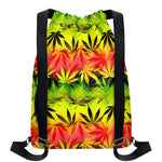 Hemp Leaf Reggae Pattern Print Drawstring Backpack