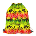 Hemp Leaf Reggae Pattern Print Drawstring Bag