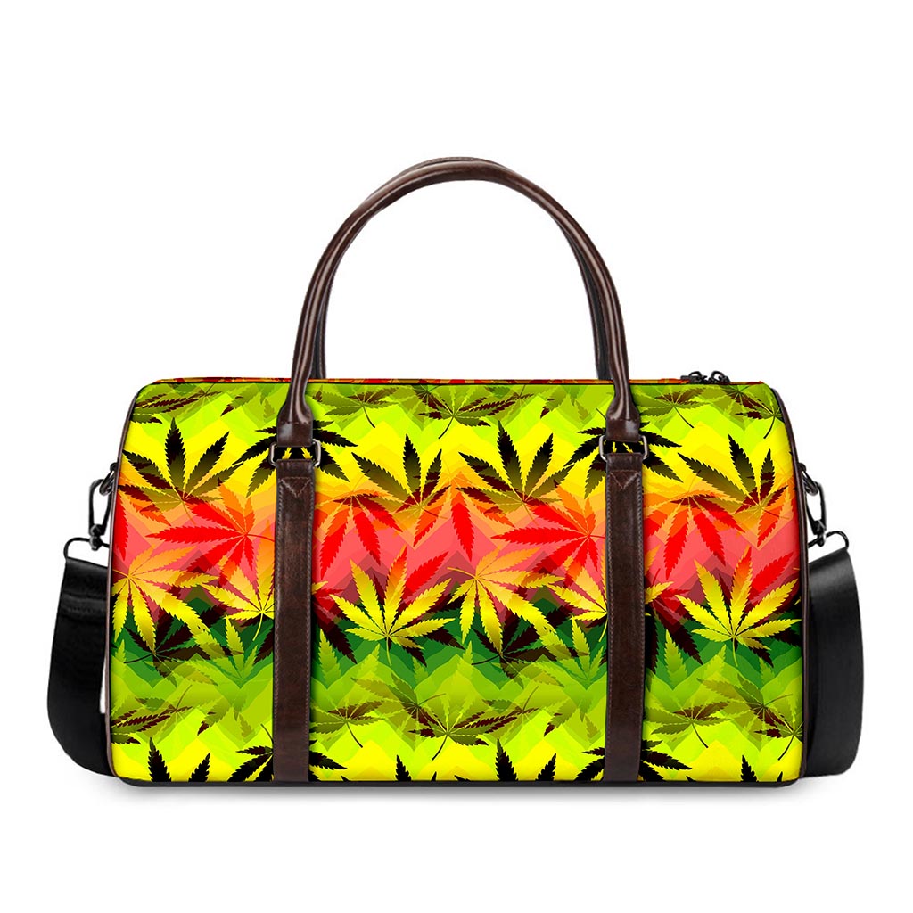 Hemp Leaf Reggae Pattern Print Duffle Bag