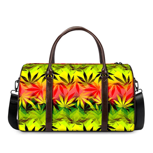 Hemp Leaf Reggae Pattern Print Duffle Bag