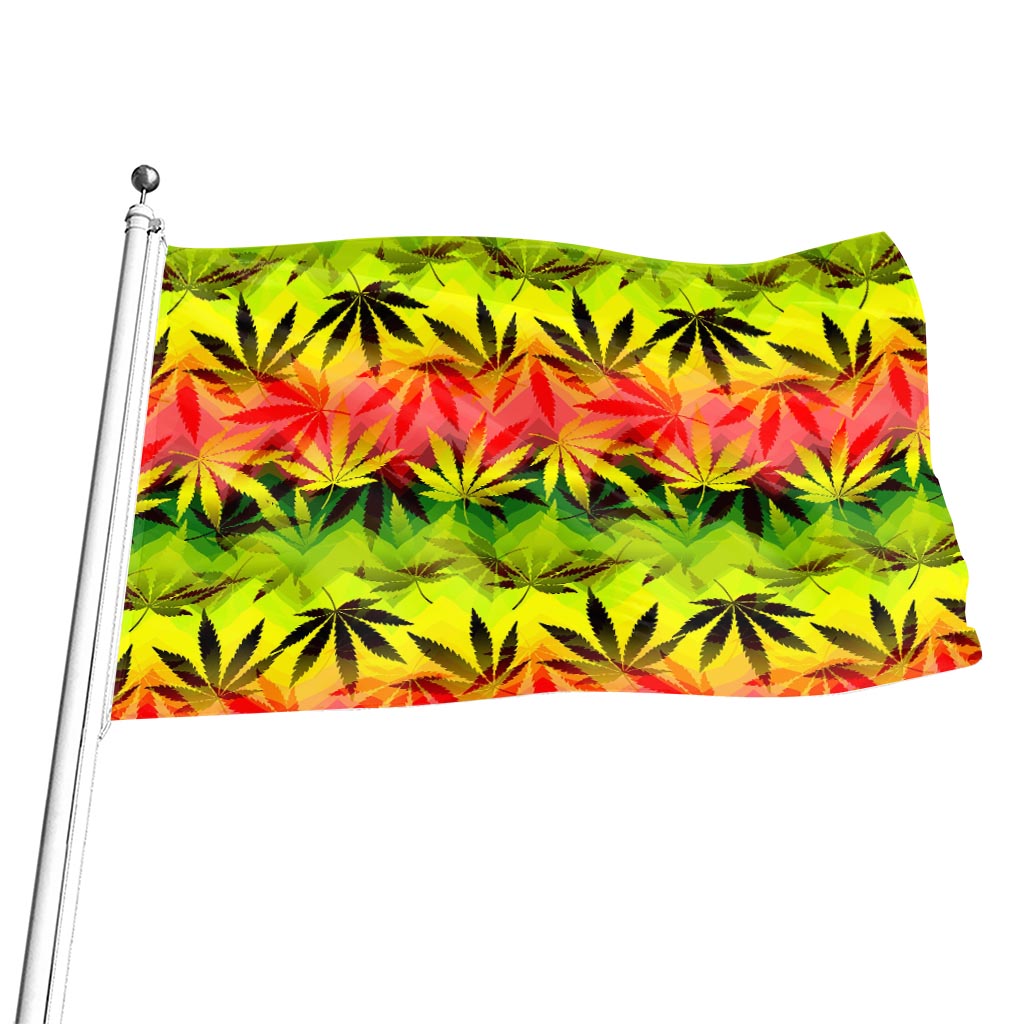 Hemp Leaf Reggae Pattern Print Flag