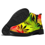 Hemp Leaf Reggae Pattern Print Flat Ankle Boots