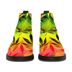 Hemp Leaf Reggae Pattern Print Flat Ankle Boots