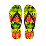 Hemp Leaf Reggae Pattern Print Flip Flops