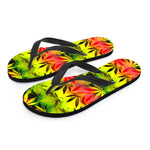 Hemp Leaf Reggae Pattern Print Flip Flops