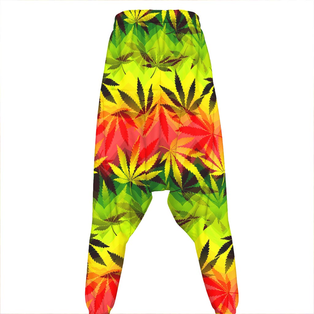 Hemp Leaf Reggae Pattern Print Hammer Pants