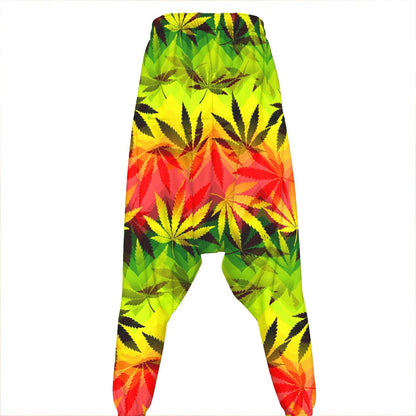 Hemp Leaf Reggae Pattern Print Hammer Pants