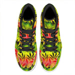 Hemp Leaf Reggae Pattern Print High Top Leather Sneakers