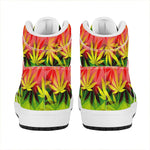 Hemp Leaf Reggae Pattern Print High Top Leather Sneakers