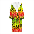Hemp Leaf Reggae Pattern Print Hooded Bathrobe