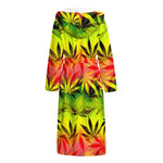 Hemp Leaf Reggae Pattern Print Hooded Bathrobe