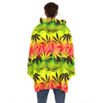 Hemp Leaf Reggae Pattern Print Hoodie Blanket