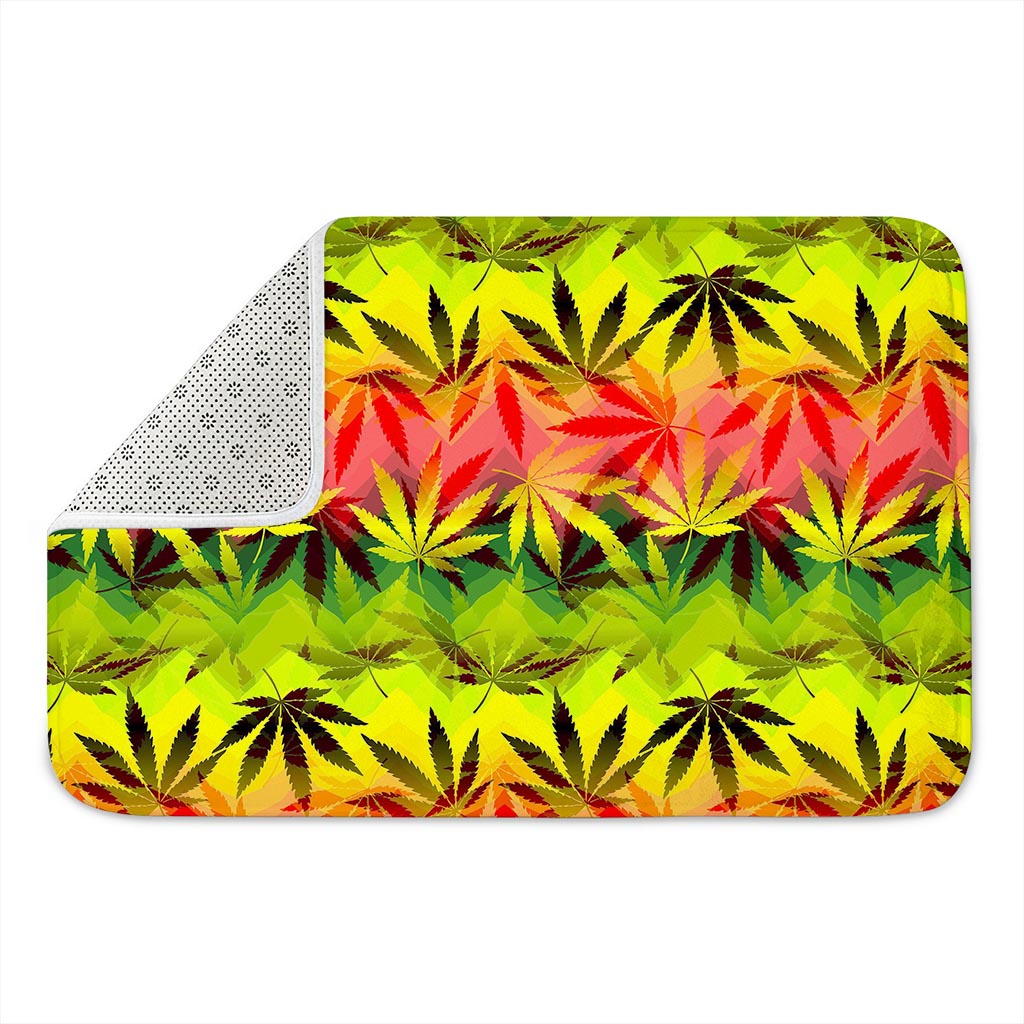 Hemp Leaf Reggae Pattern Print Indoor Door Mat
