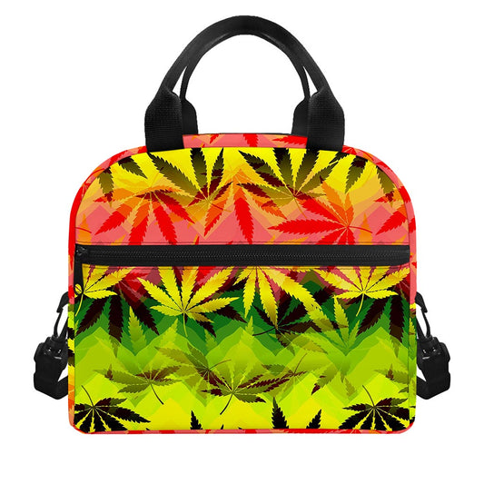 Hemp Leaf Reggae Pattern Print Insulated Lunch Bag