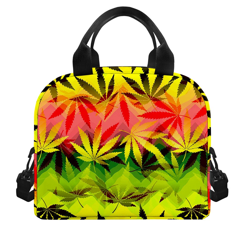Hemp Leaf Reggae Pattern Print Insulated Lunch Bag