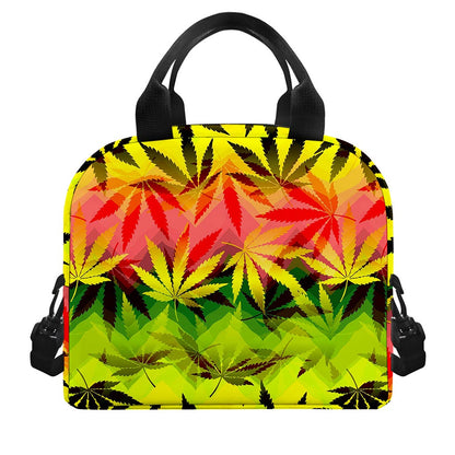 Hemp Leaf Reggae Pattern Print Insulated Lunch Bag