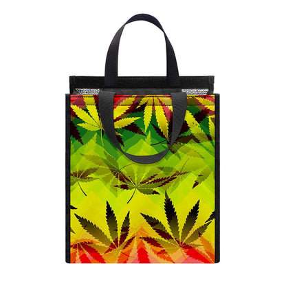Hemp Leaf Reggae Pattern Print Insulated Lunch Tote