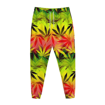 Hemp Leaf Reggae Pattern Print Jogger Pants