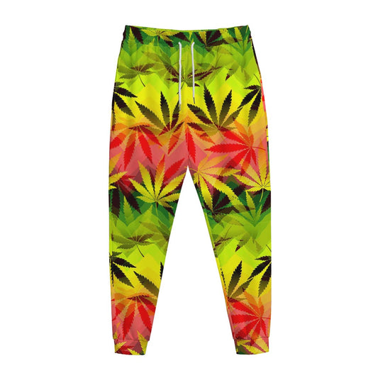 Hemp Leaf Reggae Pattern Print Jogger Pants
