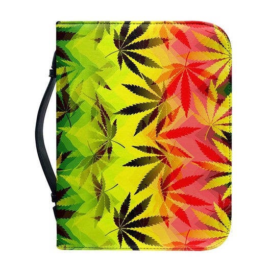 Hemp Leaf Reggae Pattern Print Leather Bible Cover