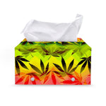 Hemp Leaf Reggae Pattern Print Leather Tissue Box Cover