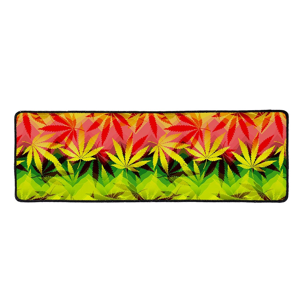 Hemp Leaf Reggae Pattern Print Long Kitchen Mat