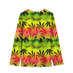 Hemp Leaf Reggae Pattern Print Long Sleeve Short Coat