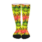 Hemp Leaf Reggae Pattern Print Long Socks