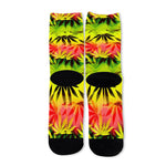 Hemp Leaf Reggae Pattern Print Long Socks