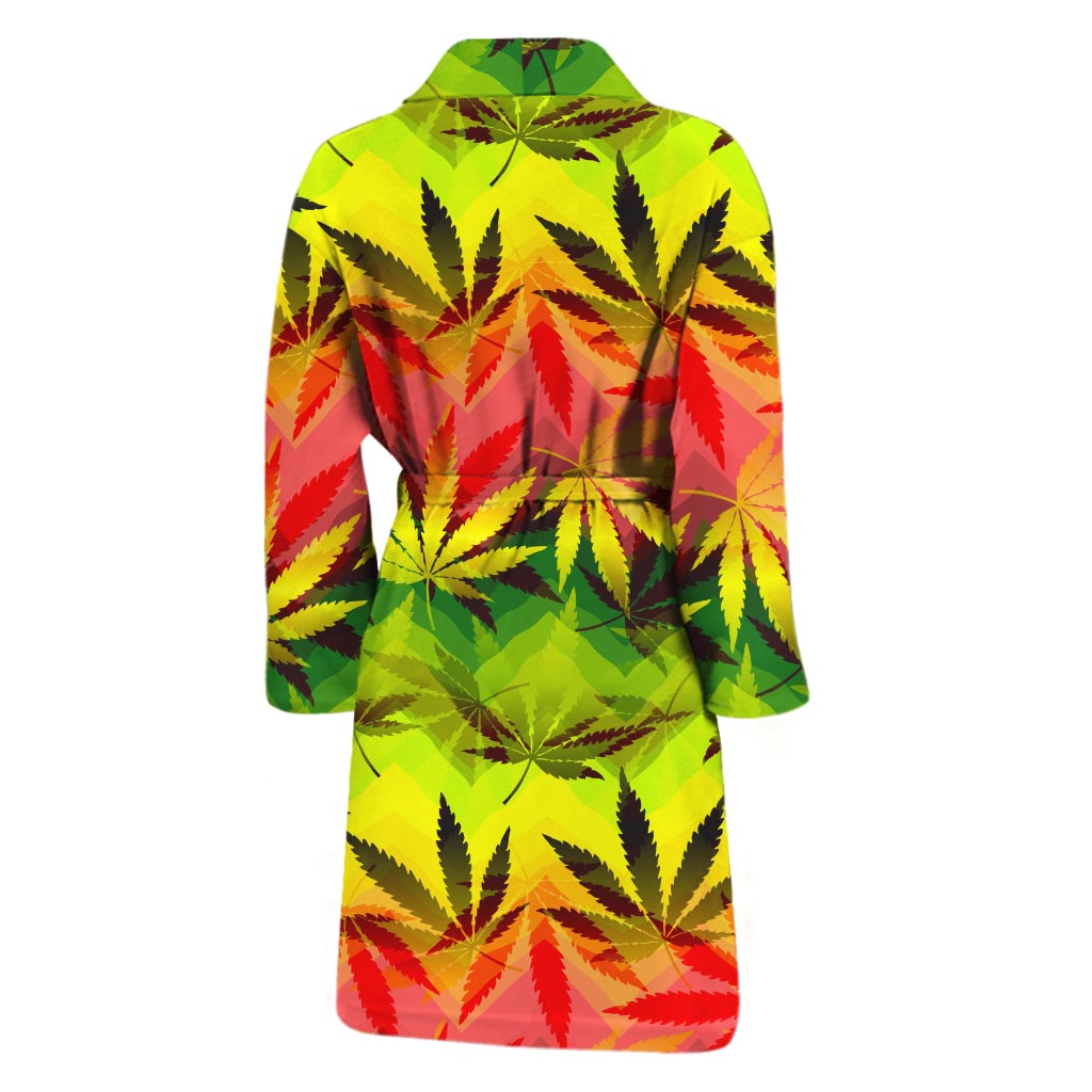 Hemp Leaf Reggae Pattern Print Men's Bathrobe