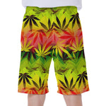Hemp Leaf Reggae Pattern Print Men's Beach Shorts