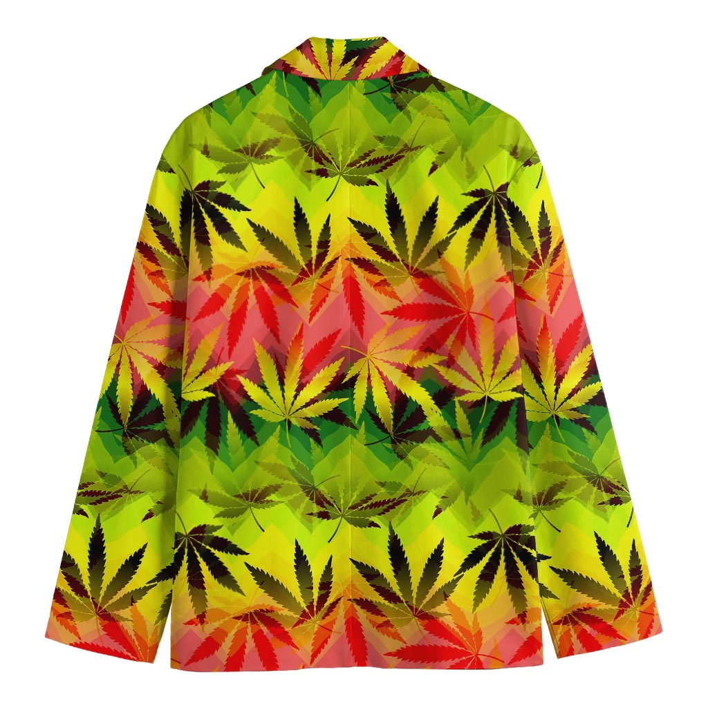 Hemp Leaf Reggae Pattern Print Men's Blazer