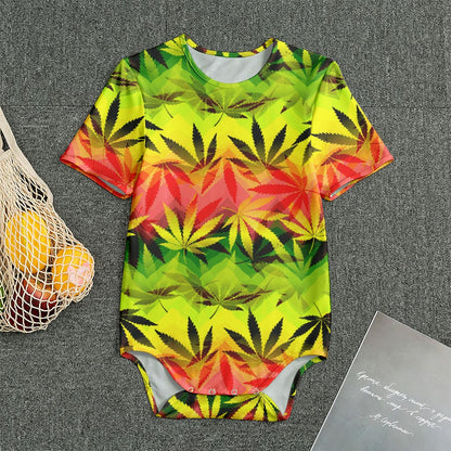 Hemp Leaf Reggae Pattern Print Men's Bodysuit