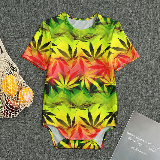 Hemp Leaf Reggae Pattern Print Men's Bodysuit