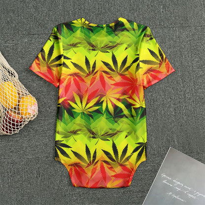 Hemp Leaf Reggae Pattern Print Men's Bodysuit