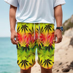 Hemp Leaf Reggae Pattern Print Men's Cargo Shorts
