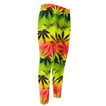 Hemp Leaf Reggae Pattern Print Men's Compression Pants