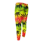 Hemp Leaf Reggae Pattern Print Men's Compression Pants