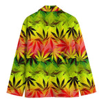 Hemp Leaf Reggae Pattern Print Men's Cotton Blazer