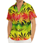 Hemp Leaf Reggae Pattern Print Men's Deep V-Neck Shirt
