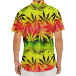 Hemp Leaf Reggae Pattern Print Men's Deep V-Neck Shirt