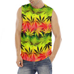 Hemp Leaf Reggae Pattern Print Men's Fitness Tank Top
