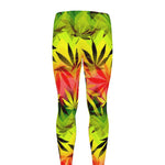 Hemp Leaf Reggae Pattern Print Men's leggings