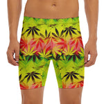 Hemp Leaf Reggae Pattern Print Men's Long Boxer Briefs